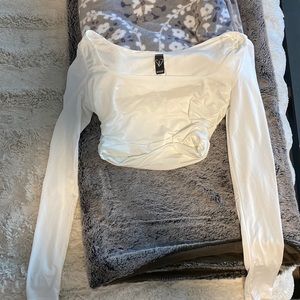 Windsor Satin long sleeve crop